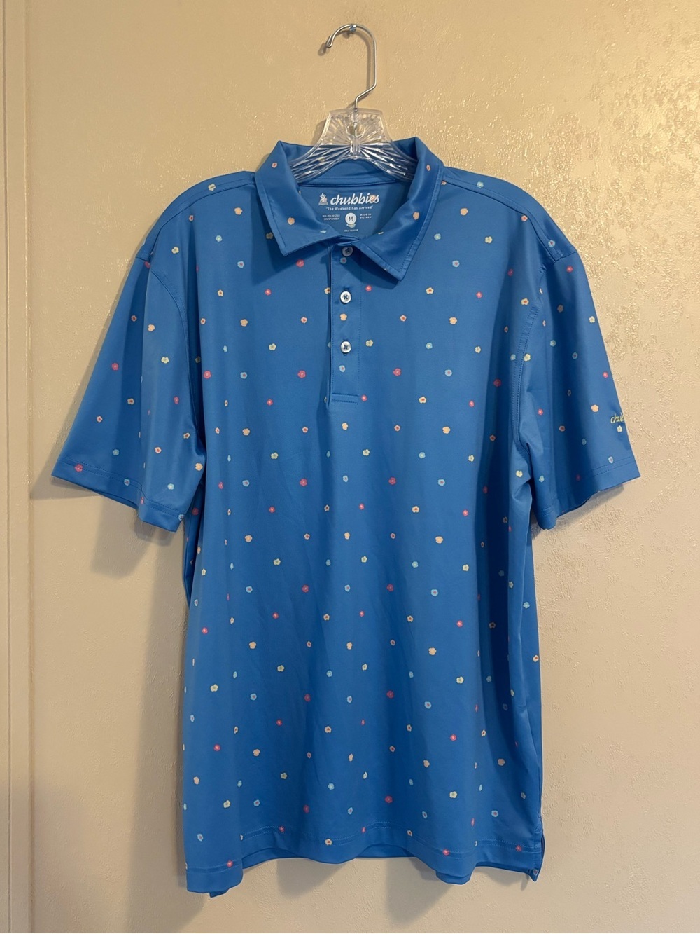 chubbies The Pollen Count Performance Men's Short Sleeve Golf Polo Shirt sz M